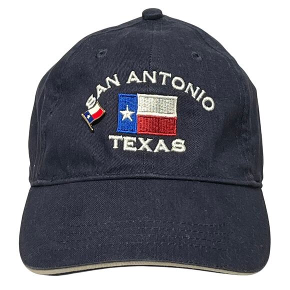 Navy Blue San Antonio Texas Flag Adjustable Baseball Cap One Size Pin Included - Picture 1 of 4